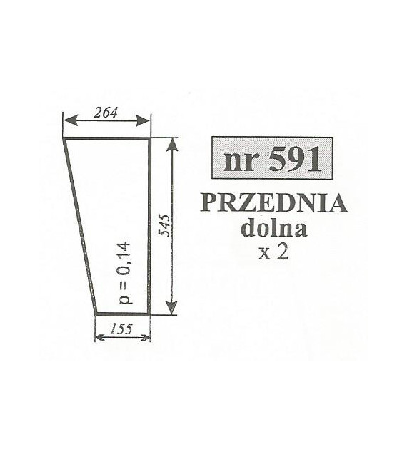SZYBA 591 PRZÓD DÓŁ C330 2812 MF255 ZAMOŚĆ