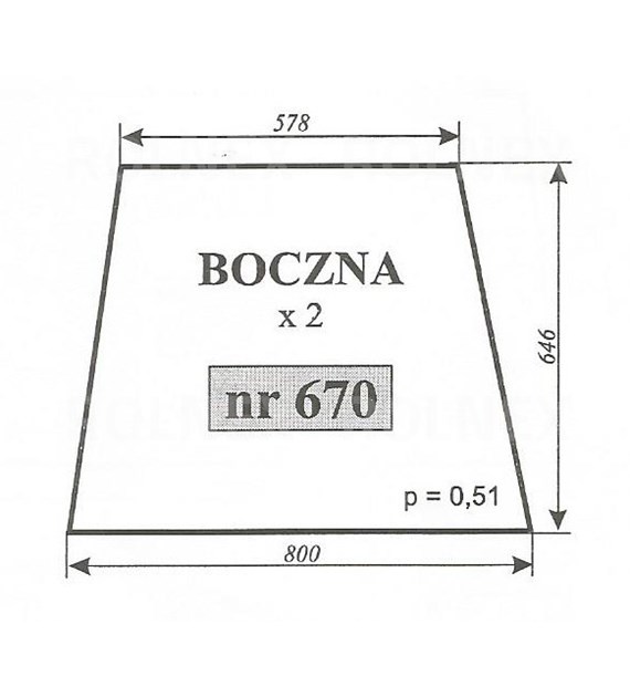 SZYBA 670 BOK LEWA PRAWA C330/360 SZYSZKA