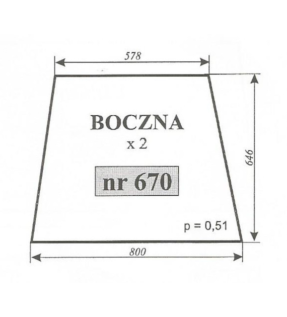 SZYBA 670 BOK LEWA PRAWA C330/360 SZYSZKA