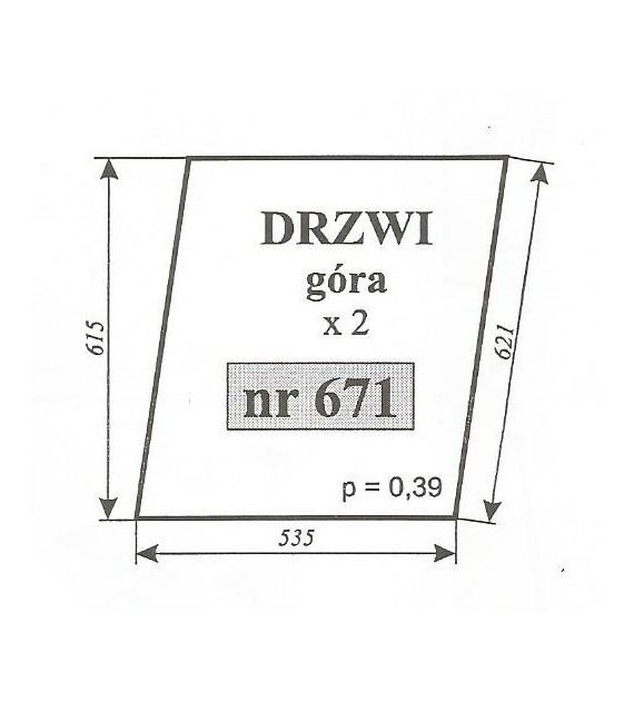 SZYBA 671 DRZWI GÓRA C330/360 KOŹMIN
