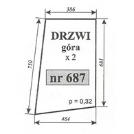SZYBA 687 DRZWI GÓRA T25 SZYSZKA KOŹMIN 750/681/464/386