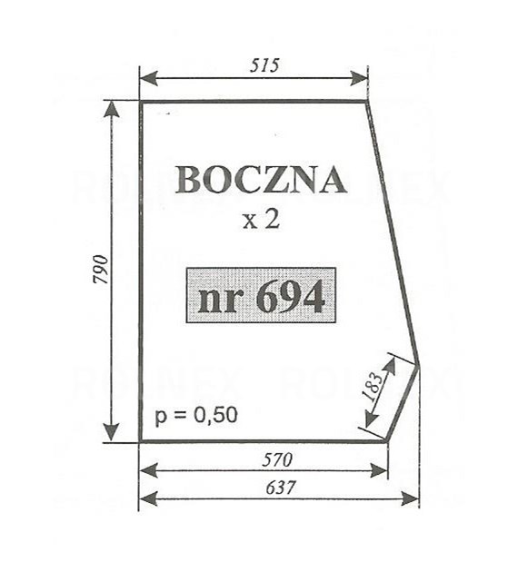 SZYBA 694 BOK ESCORT 335 450 KOJA