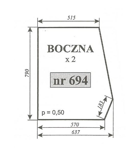 SZYBA 694 BOK ESCORT 335 450 KOJA