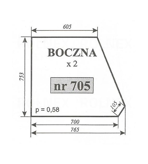 SZYBA 705 BOK URSUS 3512 3414 KOJA