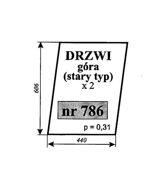 SZYBA 786 DRZWI GÓRA C330 NAGLAK KOŹMIN STARY TYP
