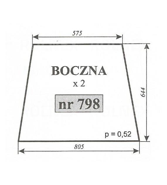 SZYBA 798 BOCZNA C360 SZYSZKA
