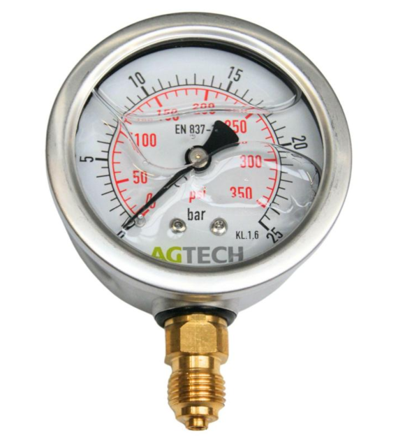 MANOMETR GLICERYNOWY 0- 25 BAR RADIALNY FI 63mm  1/4 