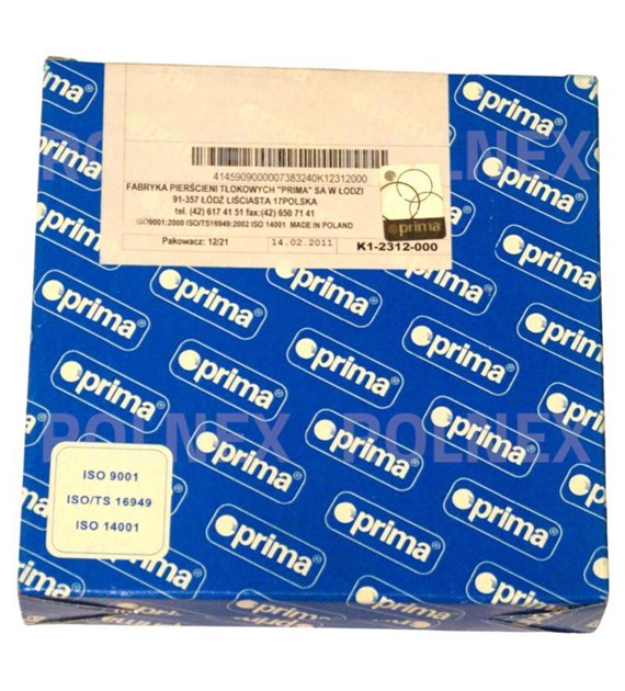 KOMPLET PIERŚCIENI TŁOKA T25 PRIMA 4P 1TŁOK D1441004060B1P