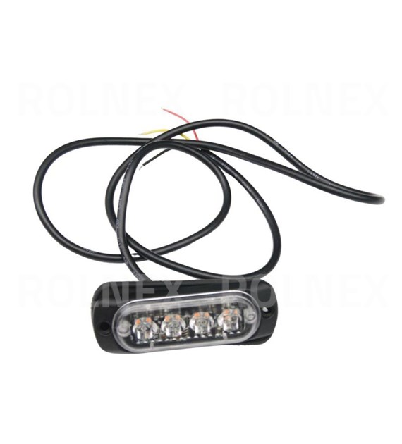 LAMPA STROBOSKOPOWA 4 LED OSTRZEGAWCZA 12-24V POMARAŃCZOWA 18 WZORÓW