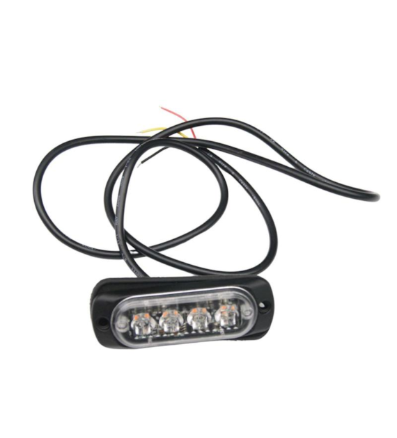 LAMPA STROBOSKOPOWA 4 LED OSTRZEGAWCZA 12-24V POMARAŃCZOWA 18 WZORÓW