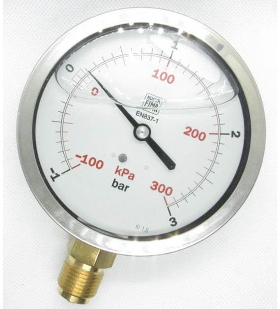 VACUOMETR GLICERYNOWY FI-100 1/2  -1/+3 RADIALNY