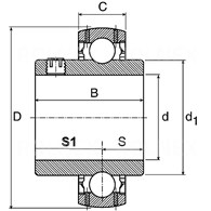 ŁOŻYSKO UC 206 G2 SNR 30*62*38,1/19