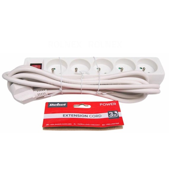 PRZEDŁUŻACZ SIECIOWY 5G 3m Z PRZEŁĄCZNIKIEM/1,5mm