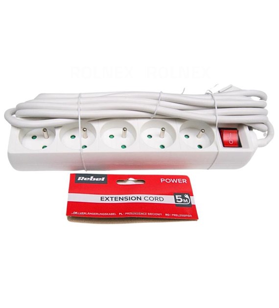 PRZEDŁUŻACZ SIECIOWY 5G 5m Z PRZEŁĄCZNIKIEM/1,5mm