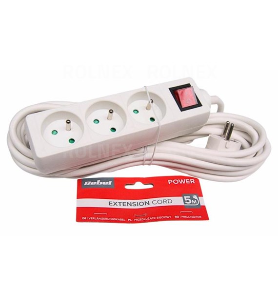 PRZEDŁUŻACZ SIECIOWY 3G 5m Z PRZEŁĄCZNIKIEM/1,5mm