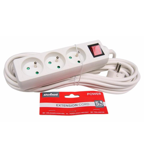 PRZEDŁUŻACZ SIECIOWY 3G 5m Z PRZEŁĄCZNIKIEM/1,5mm