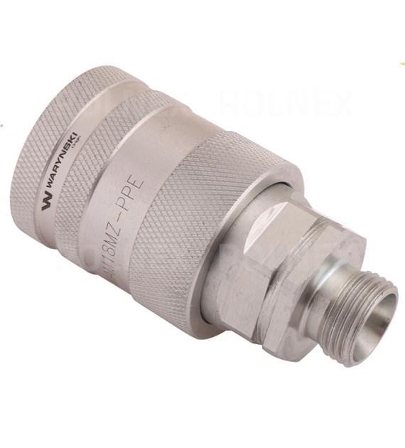 SZYBKOZŁĄCZE HYDRAULICZNE GNIAZDO Z ELIMINATOREM CIŚNIENIA N18*1,5 GWINT ZEW. EURO PUSH-PULL WARYŃSKI