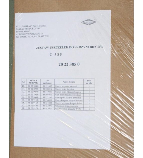 KOMPLET USZCZELEK SKRZYNI C385 SZARY MORPAK