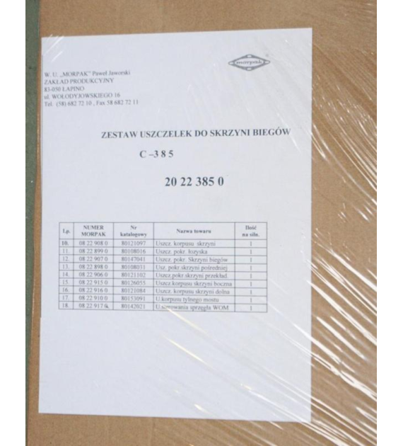 KOMPLET USZCZELEK SKRZYNI C385 SZARY MORPAK