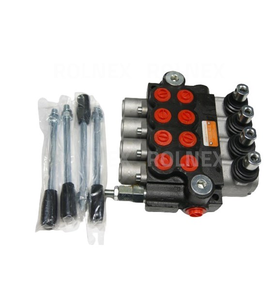 ROZDZIELACZ 4-SEKCYJNY HYDRAULICZNY 80L 3xSPRĘŻYNA 1xPŁYWANIE