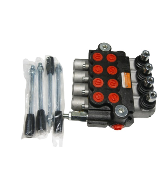 ROZDZIELACZ 4-SEKCYJNY HYDRAULICZNY 80L 3xSPRĘŻYNA 1xPŁYWANIE