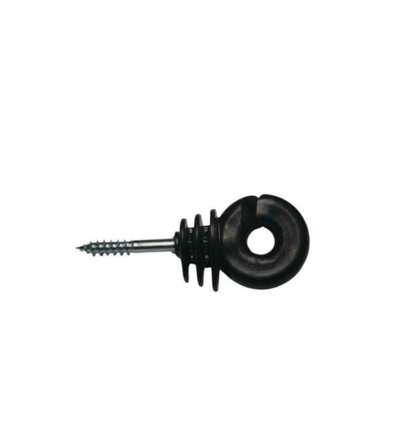 IZOLATOR DO TAŚMY I DRUTU Z WKRĘTEM ECO DO DREWNA fi-5mm L-88mm czarny/ 25 szt paczka